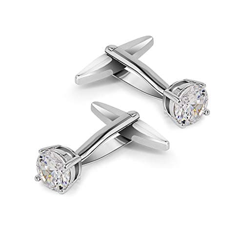 Image of Mr Van Crystal Cufflinks, White Crystal Cufflinks Glimmering Cuff Links Set for Mens Business Wedding Party Gift Elegant Style