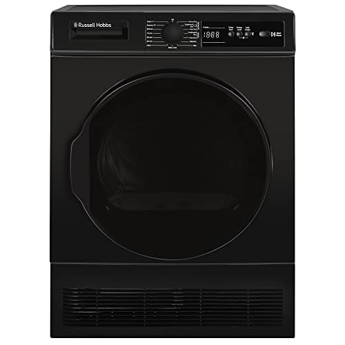 Image of Russell Hobbs Freestanding Condenser Dryer Electric Tumble Dryer 15 Programmes 8kg Capacity 3 Heat Settings LED Display DelayStart Anti-Crease Child Lock Black Clothes Dryer RH8CTD111B