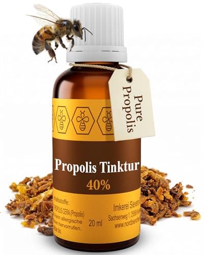 Image of Pure Propolis Liquid 40% - 20ml Bee Propolis Tincture - Natural & Straight from the beekeeper - Ideal base for DIY Throat Spray & Cream - Easy-to-take alternative to Capsules or Lozenges - Nordbienche