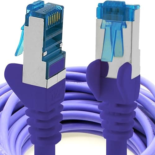 Image of 1aTTack.de 10m - CAT6a - network cable purple - 1 piece CAT 6 A patch cable 10000 Mbit s SFTP PIMF 500 MHz compatible with CAT5 CAT6 CAT7 DSL Internet Switch Router