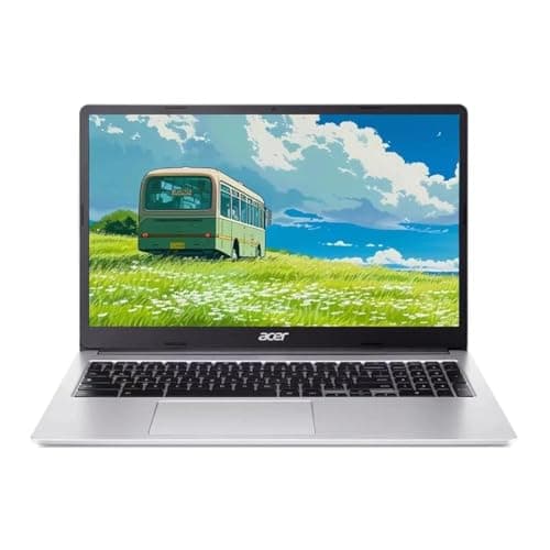Image of acer Chromebook 315, 15.6" FHD Display Laptop, Intel Celeron N4500, 4GB RAM, 64GB eMMC, Webcam, Chrome OS, Pure Silver, Protective Sleeve Included, TWE 64GB SD Card