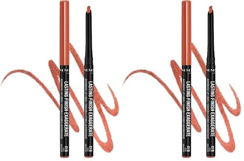 Image of Rimmel London Lasting Finish Exaggerate Lip Liners, 018 Rose Addiction, 4g (Pack of 2)