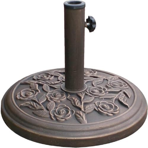 Image of Garden Parasol Base 11kg Round Black Rattan Effect Heavy Duty Umbrella Stand with Adjustable Collar Weatherproof Resin Base for Patio, Outdoor Table, Canopy & Gazebo (35-48mm Pole)
