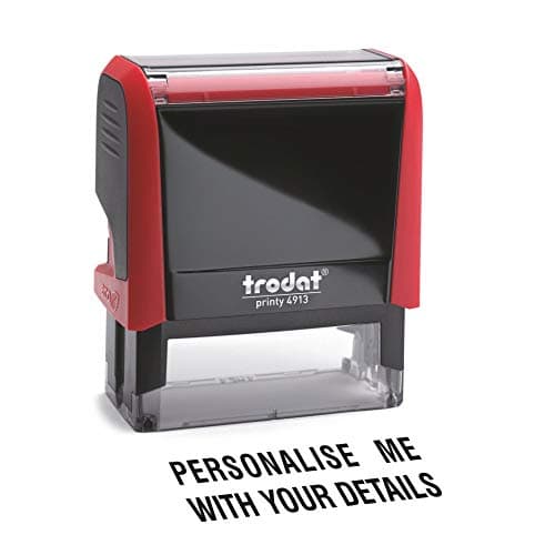 Image of Trodat Printy 4913 Custom Self-Inking Stamp | Red Body | Personalised Text, Up to 6 Lines, 57 x 21 mm | Climate Neutral, Durable & Refillable | Stamps4u UK