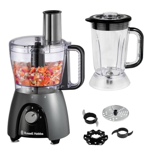Image of Russell Hobbs Food Processor [Blender/Chopper/Grinder/Vegetable Slicer] Electric Mixer (Kneading, Slicing, Chopping & Shredding, Dishwasher Safe Parts, 900W Peak power) Matte Charcoal 27111