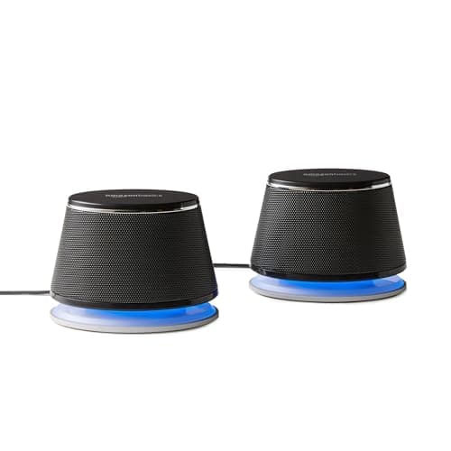 Image of Amazon Basics Stereo 2.0 Speakers for PC or Laptop, 3.5mm Aux input, USB-Powered, 1 Pair, Black