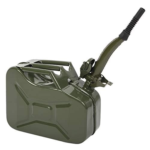 Image of Karlhome 10 Litre Metal Gas Can Fuel Tank Can Petrol Diesel Storage Can Portable with Spout System, for Automobile Vehicle Off Road Emergency Supply, Green