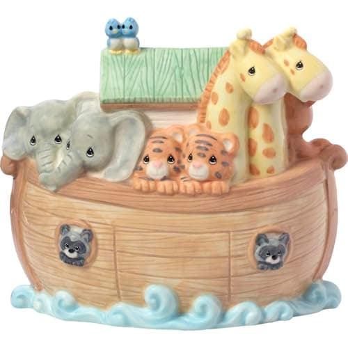 Image of Precious Moments Overflowing with Love Noah's Ark Top Slot Porcelain Nursery Décor Baby Bank