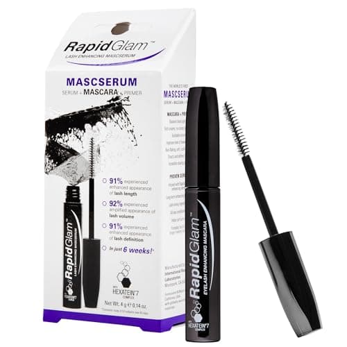 Image of RapidGlam Eyelash Enhancing Mascserum, Eyelash Primer, Serum and Mascara in One, Hexatein 7 Complex, 4 g (Pack of 1)