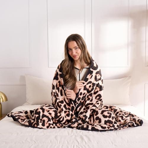 Image of OHS Super Soft Weighted Blanket Adult, 8kg Leopard Weighted Blanket Therapy Autism Insomnia Stress Anxiety Relief for Adults, King - Natural - 150x200cm (Disclaimer: Only suitable for age 3+years)