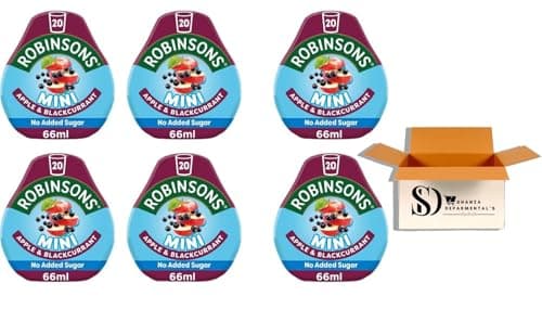 Image of Robinsons Mini Squash No Added Sugar Low Calorie 6x66ml, Apple & Blackcurrant