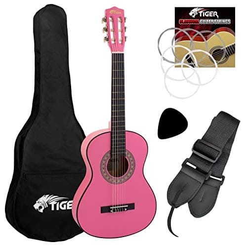 Image of TIGER CLG4-PK 3/4 Size Classical Guitar Pack - Beginners Package with Accessories - Pink