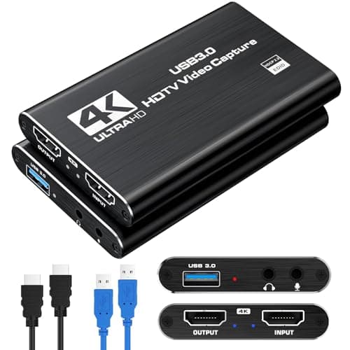Image of Amtake 4K Video Capture Card, USB 3.0 Capture Card Supports 4K HDMI Loop Output and 1080P 60FPS Streaming Video Recording Compatible with Xbox/PS4/Switch/Camera/PC/OBS