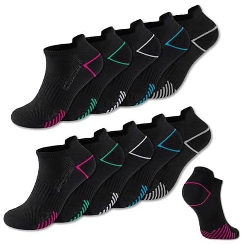 Image of The Essentials Wardrobe 10PK Ladies Performance Trainer Liner Socks - UK 4-8/EU 37-42 - Black
