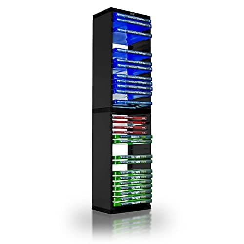 Image of ADZ Game Storage Tower – Stores 36 Games or Blu-Ray Disks – Game Holder Rack for PS4, PS5, Xbox One, Xbox Series X/S Games and Blu-Ray Discs (Black)