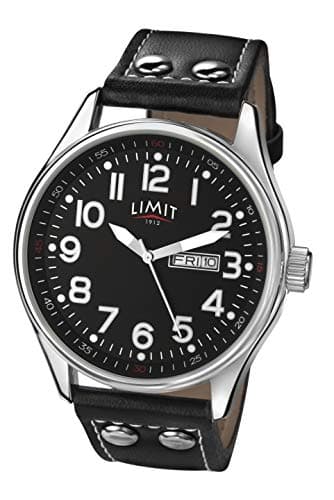 Image of Limit Pilot Men's Quartz Watch with Black Dial Analogue Display and Black PU Strap 5491.01