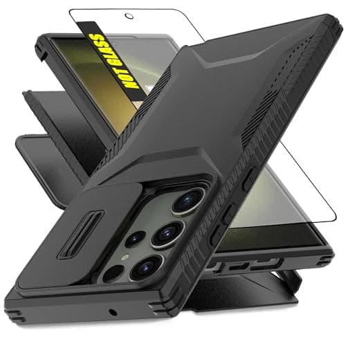 Image of AWZHYDT for Samsung S23 Ultra 5G Case with 1 HD Screen Protector & Slide Camera Cover [Military-Grade] Phone Case Heavy Duty Rugged Shockproof Protective Cover for Samsung Galaxy S23 Ultra(Black)
