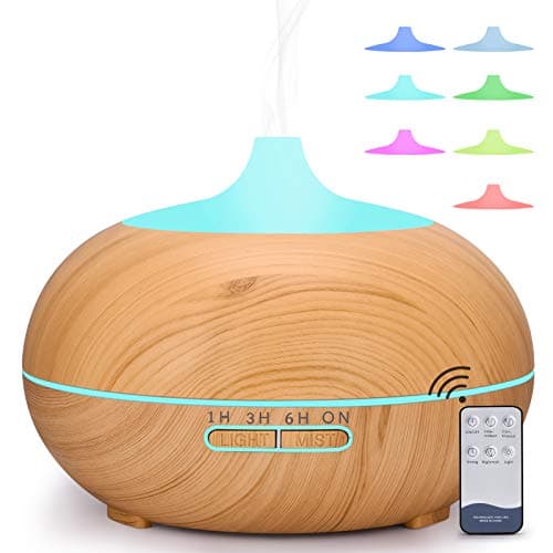 Image of 550ml Essential Oil Diffuser, Winkwinky Aroma Room Diffusers for Aromatherapy, Electric Air Diffuser Humidifier with Adjustable Mist Mode, 7 Led Lights, 4 Time Settings for Home/Bedroom/Yoga/Office