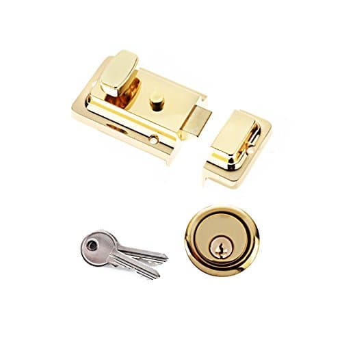 Image of Yale Essentials Traditional 60mm Night Latch Front Door Lock for Secure Homes with Easy Fitting Template and Instructions, Yale Nightlatch, Suitable for Left and Right Hung Doors (Chrome) (Brass)