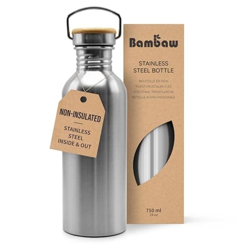 Image of Single Wall Stainless Steel Water Bottle | 750ml Water Bottle | Steel Water Bottle | Non Insulated Water Bottle | 750 ml Metal Water Bottle | Unisex Water Bottle | Metal Water Bottles | Bambaw