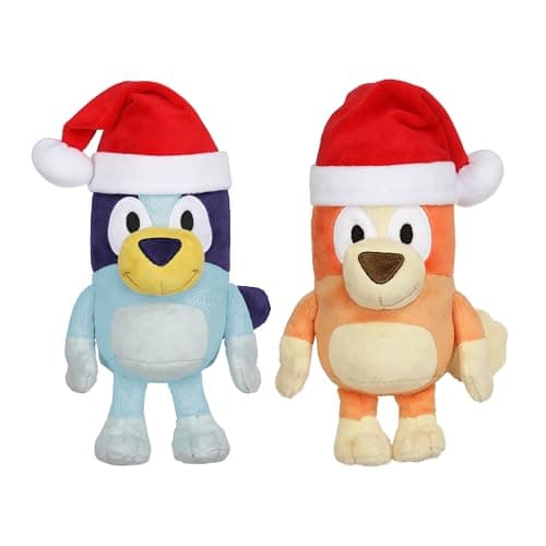 Image of Hikyskin BLUEY 7-8" Plush Soft Toy Bundle Includes Festive and Bingo Christmas Holidays Season Plush with Santa Hats