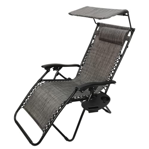 Image of Samuel ALEXANDER Multi Position Outdoor Garden Gravity Relaxer Chair Sun Lounger with Sun Canopy in Grey