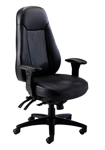 Image of Office Hippo Desk Chair, Ergonomic Heavy Duty Office Chair,Highly Adjustable For Extra Comfort & 24 Hour Daily Use, High Back Computer Chair With Seat Slide, 150 kg User Weight - Black Leather Faced