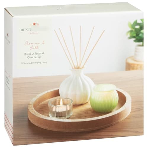 Image of Reed Diffuser & Candle Set 3pc - Jasmine & Silk - the Calming Aroma of the Diffuser and Candles Will Help You Relax at Home