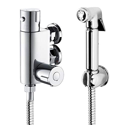 Image of Bidet Douche Spray Toilet, Spray Brass Bathroom Thermostatic Round Bidet Douche Kit Muslim Spray, Chrome Plated