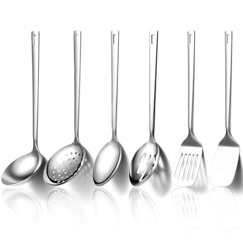 Image of Evanda Kitchen Utensils Set 6pcs, Stainless Steel Cooking Utensils Set, Heavy Duty Kitchen Tools Spatulas Set, Home Essentials Kitchen Accessories