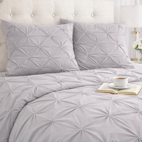 Image of Pinch Pleated Pillow Shams Set of 2-600 Thread Count Super Soft Pinch Pillow Shams 100% Egyptian Cotton Decorative Pinch Pleated Bed Pillow Covers Set (Silver Grey, Queen 20X30)