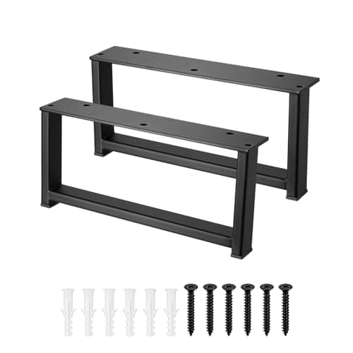 Image of McBlast 2 Pcs Black Table Legs Metal, Industrial Rectangle Heavy Duty DIY Furniture Legs Feet for Coffee Table Desk Stand Bench Sofa Breakfast Bar Legswith Screws(W20cm x H9.3cm)