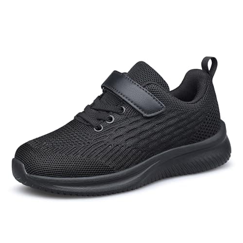 Image of Kids Trainers Boys Girls School Shoes Breathable Child Sneaker Lightweight Running Trainers All Black Big Kid Size 3