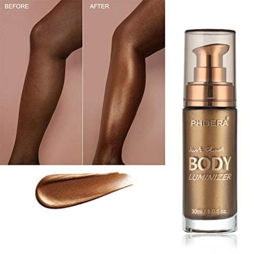 Image of PHOERA High Gloss Waterproof Body Luminizer Glitter Face Shimmer Moisturizer Lotion Tan Cream Foundation Makeup Bronzer AQUAPURITY (103 GLISTENING BRONZE, One Size)