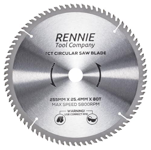 Image of 255mm x 80T x 25.4mm Bore TCT Circular Wood Saw Blade Fits Evolution Saws & Evolution Rage Saws. 255mm Saw Blade 25.4mm Bore With 80 Teeth. Rennie Tool Fine Cutting Mitre Blade. 10" (10 inch)