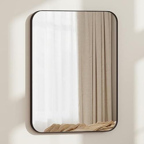 Image of WOLTU Rectangle Bathroom Mirror Wall Mounted, Black Metal Frame, Decorative Wall Hanging Mirror for Hallway Bedroom Living Room, 40x30cm, KKL001sz01-UK
