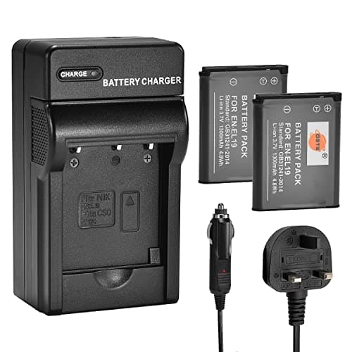 Image of DSTE 2PCS EN-EL19 ENEL19 (1300mAh/3.7V) Battery and Charger Kit Compatible with Nikon Coolpix S3100, S3200, S3400, S3500, S4100, S4200, S4300, S5200, S6400, S6500, S6600