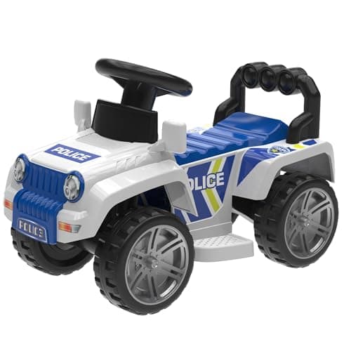 Image of EVO Electric Ride On 4x4 Police Truck | Electric Police Vehicle | 6V Battery Powered Kids Motorised Toy Vehicle Ride On | Pedal Driven Quad Bike With Footrests | 2+