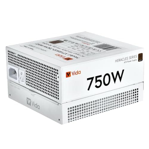 Image of VIDA 750W Heracles White ATX Gaming PSU, 80 Plus Bronze, 14cm Ultra-Quiet FDM Fan, Flat White Cables, Power Lead Not Included