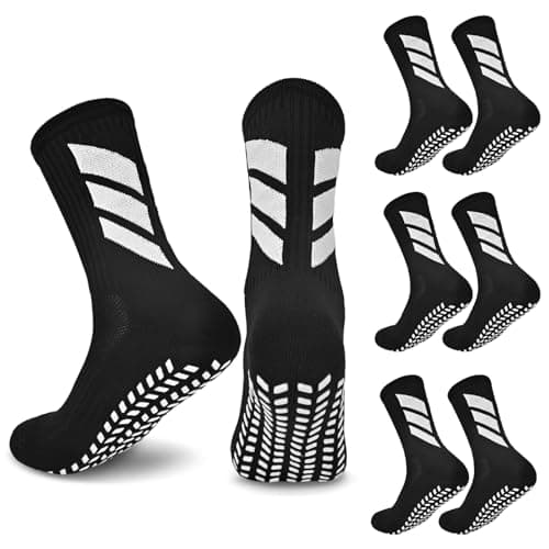 Image of YXBDQDJCF 3 Pairs Grip Socks Football, Football Grip Socks Kids Breathable Soft Non Slip Sports Sock for Junior Basketball Tennis Cricket Rugby Yoga Running Hiking (6 Years, 9 Years, Black)