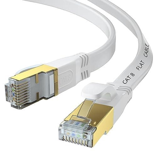 Image of Cat 8 Ethernet Cable 1m 2m,5m,10m,15m,20m,30m,50m, High Speed Network LAN Internet Cable,SFTP Gold Plated RJ45 40Gbps 2000Mhz Patch Cord, for Modem/Gaming,Faster Than Cat7/Cat6/Cat5 White (White, 2M)