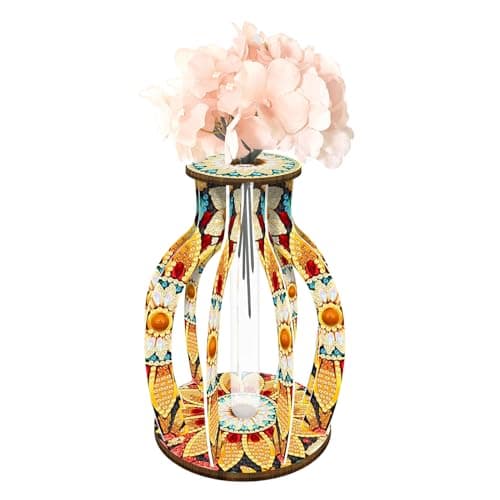 Image of Painting, Art Painting, Flower Vase, Colorful Handmade Wooden Pieces for Holiday Crafts, Office Decoration