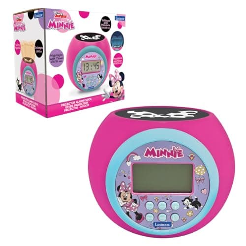Image of LEXIBOOK, Disney Minnie, Alarm clock-projector with alarm and snooze function, nightlight with timer, LCD screen, battery-operated, Pink, RL977MNLXB