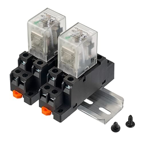 Image of EPLZON DC 24V JQX-13FL 62PL Coil 8 Pin 10A DPDT LED Indicator Electromagnetic Power Relay with Plug-in Terminal Socket and DIN Slotted Aluminum Rail