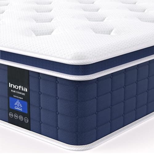 Image of Inofia Double Mattress,12 Inch Memory Foam Sprung Mattress 4FT6,Sleep Cool and Supportive,Pressure Relieving Airy Comfort Foam,Medium Firm Hybrid Mattress,The Aire Collection(135x190x30cm Medium Firm)