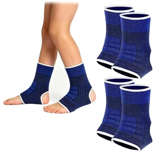 Image of 2Pairs Child Ankle Support KIds Ankle Brace Compression Sleeve for Sprained Ankles Pain Relief, Ankle Brace Stabilize Joints for Kids 7-12 Years Boy Girls Running Gymnast Fitness Football Blue