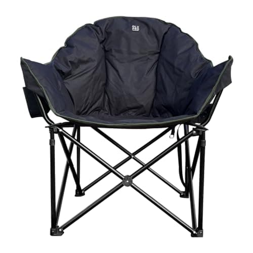 Image of OLPRO Olympus XL Camping Chair – Black & Green, Extra Wide Folding Camp Chair with Cup Holder, 130kg Weight Limit, Includes Carry Bag – Comfy for Outdoor Camping & Festivals