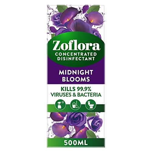 Image of Zoflora Midnight Blooms Concentrated Multipurpose Disinfectant Liquid, Antibacterial & Multi-Surface, Pet Safe Disinfectant, Kills 99.9% Of Bacteria & Viruses, 1 X 500 ml