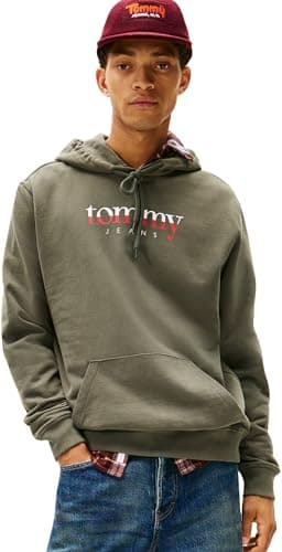 Image of Tommy Jeans Men's TJM Reg DNA Hoodie Ext Dm0Dm22113 Pullover Sweatshirt, Green (Pewter Green), S