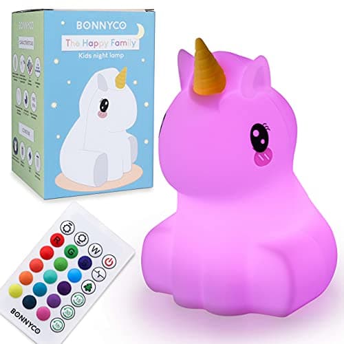Image of BONNYCO Night Light Kids with Remote and Touch Control 16 Colours. Unicorn Baby Night Light with Timer, Kids Lamp Silicone BPA Free. Cute Lamp Nightlights for Bedroom, Gifts for Girls Boys
